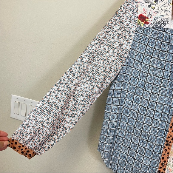 Anthropologie Maeve Mixed Print Button Down Blouse Patchwork Size XS - Picture 4 of 9